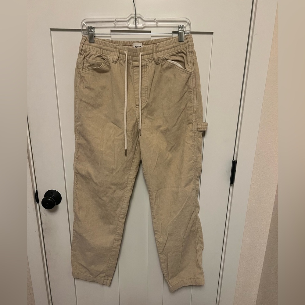 BDG Tan Corduroy Pull On Pants Drawstring Carpenter Pockets Size Small S